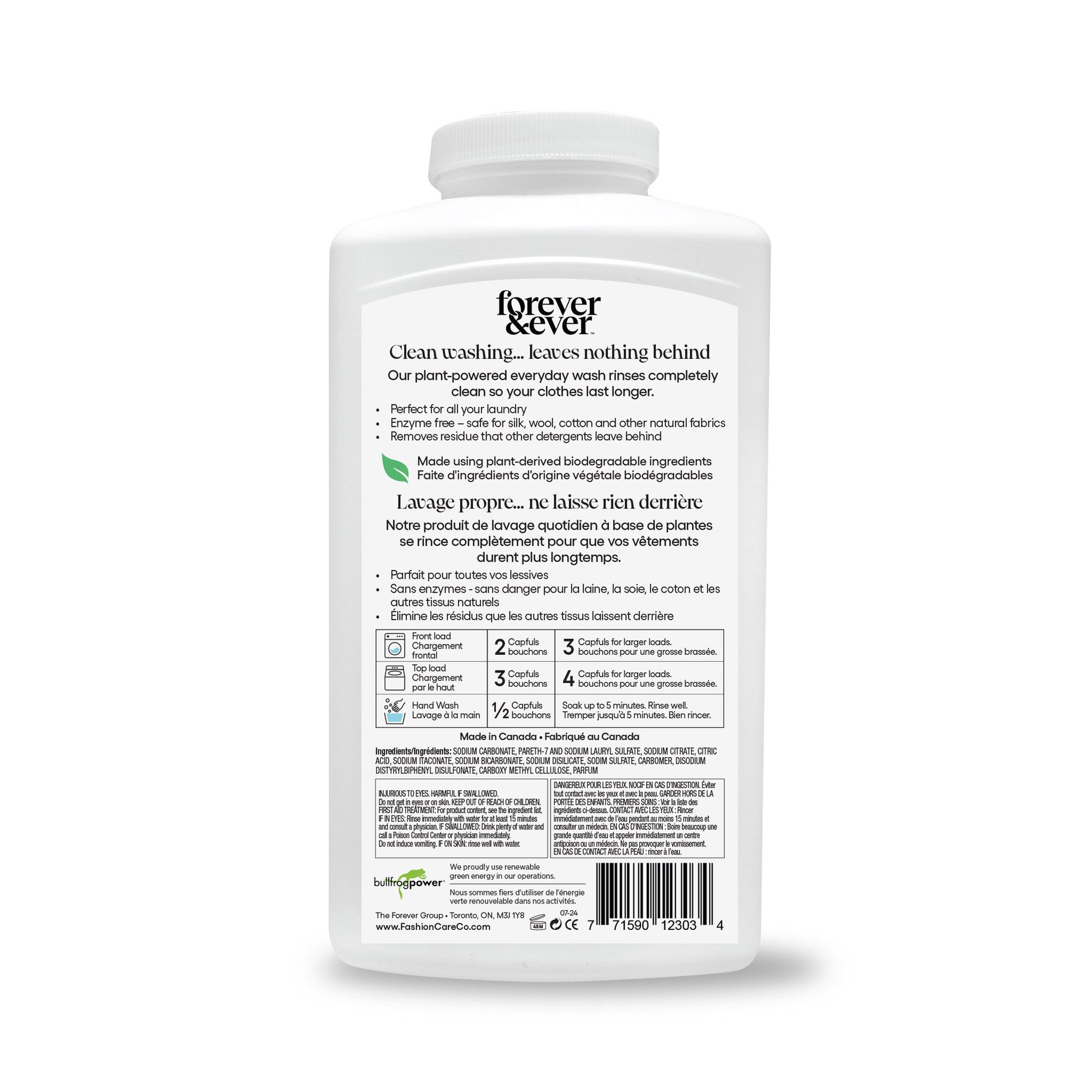 Back of a Forever & Ever Original Powder - 1 kg bottle with product info and instructions.