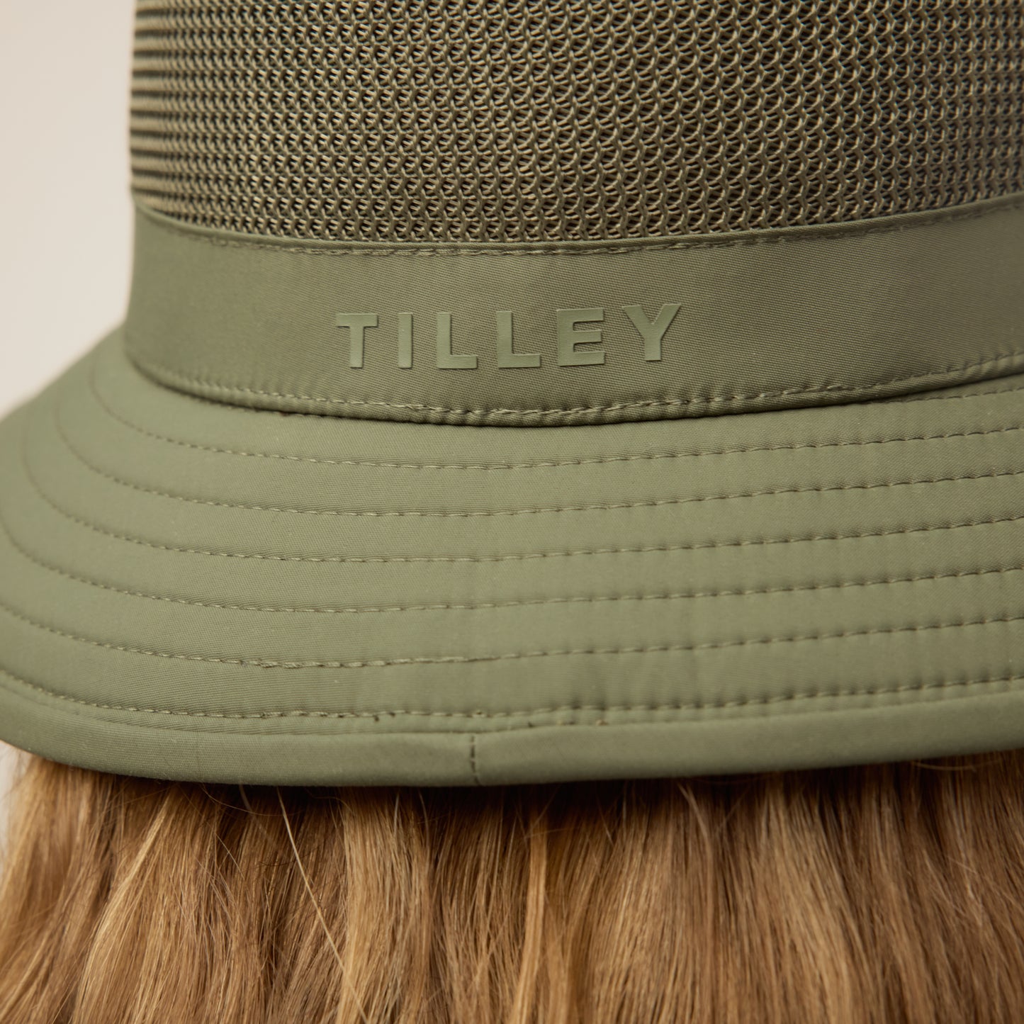 Close-up of the Tilley LTM1 Airflo® Bucket Hat featuring mesh fabric detail.
