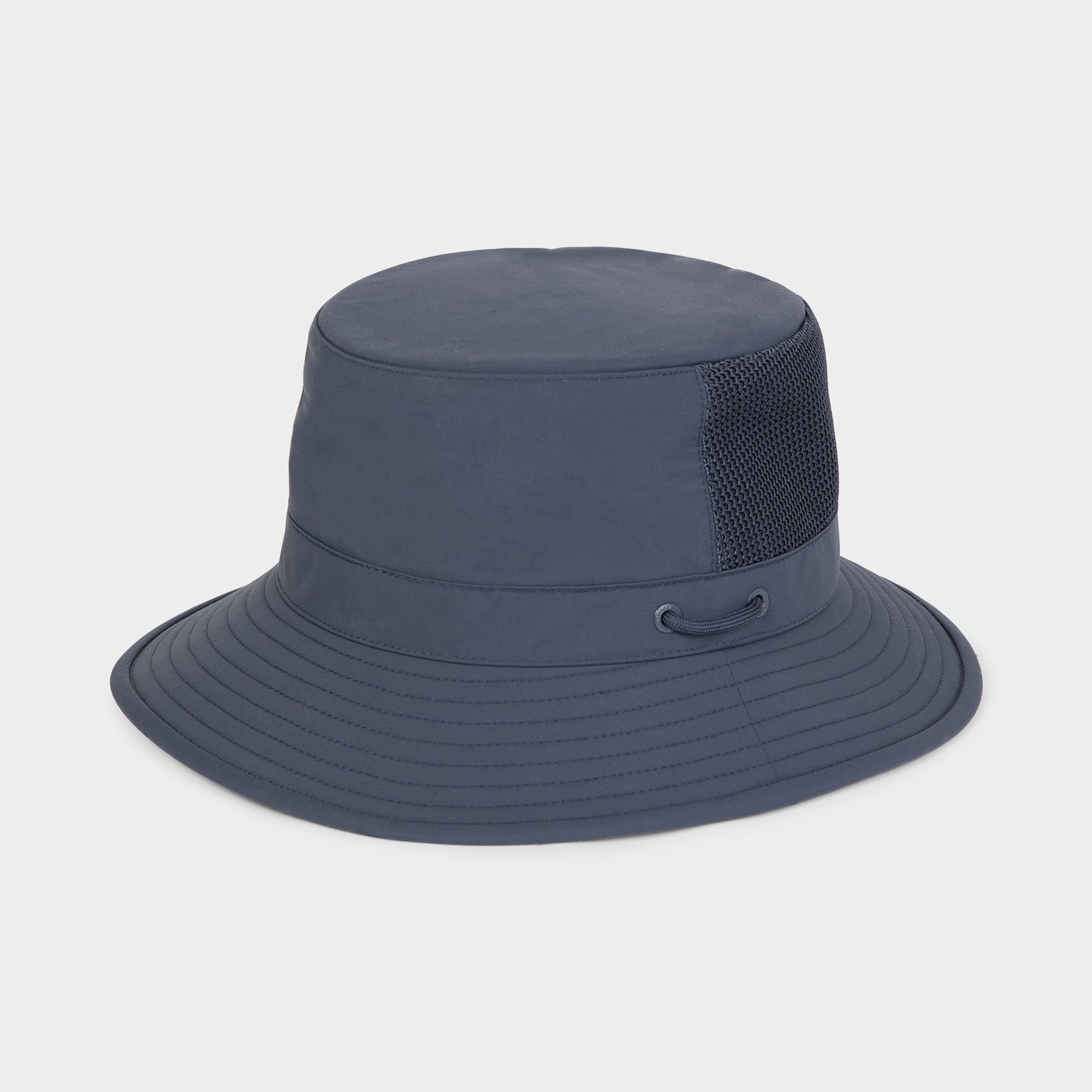 Tilley LTM1 Airflo® Bucket Hat by Tilley: navy blue, mesh vents, recycled nylon.
