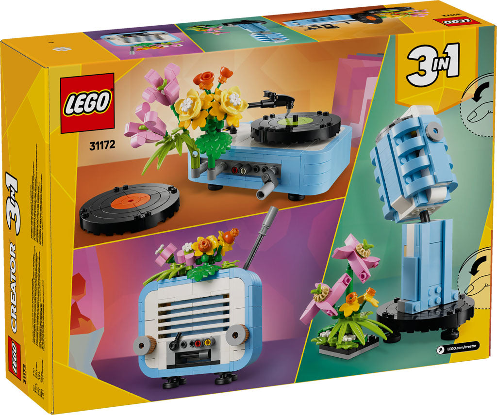 LEGO® Record Player with Flowers - ONLINE ONLY: includes retro radio and microphone with flowers.