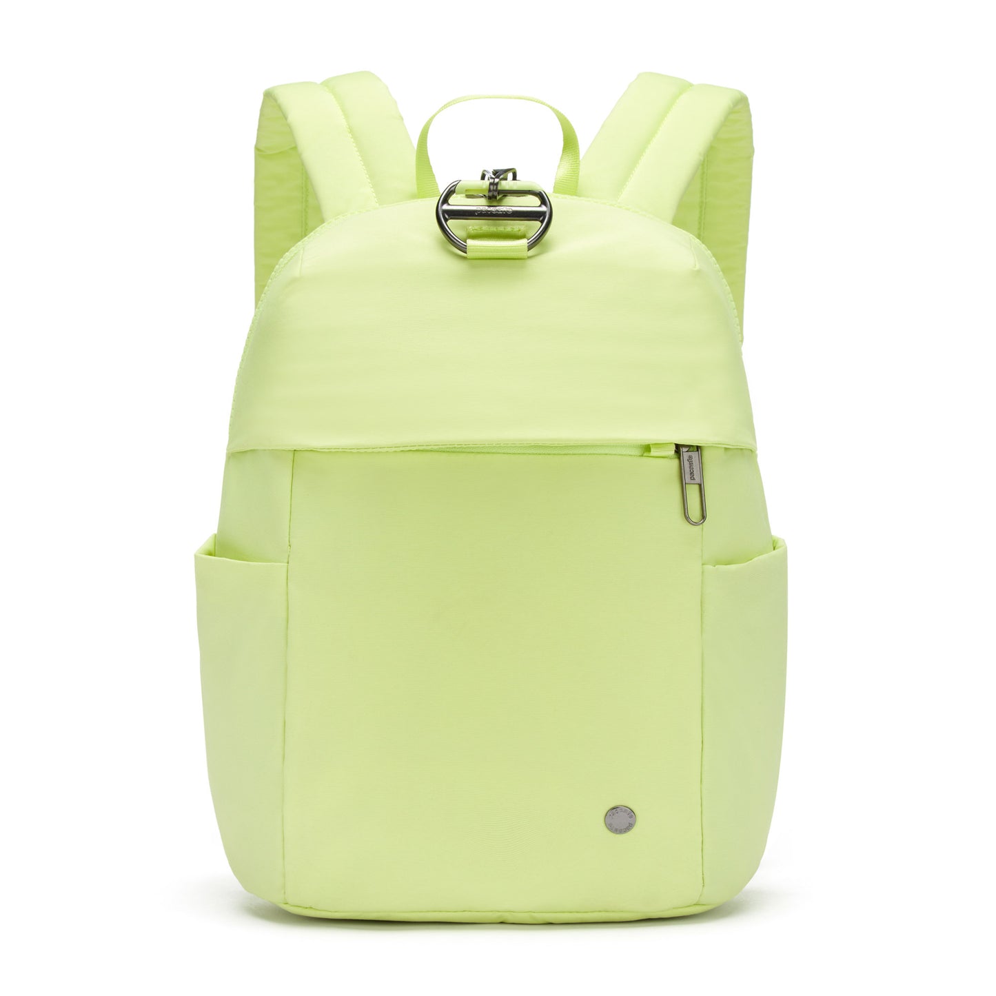 The Pacsafe® CX 8L Backpack Petite - ONLINE ONLY is a matcha green, anti-theft, regenerated nylon pack with pockets.