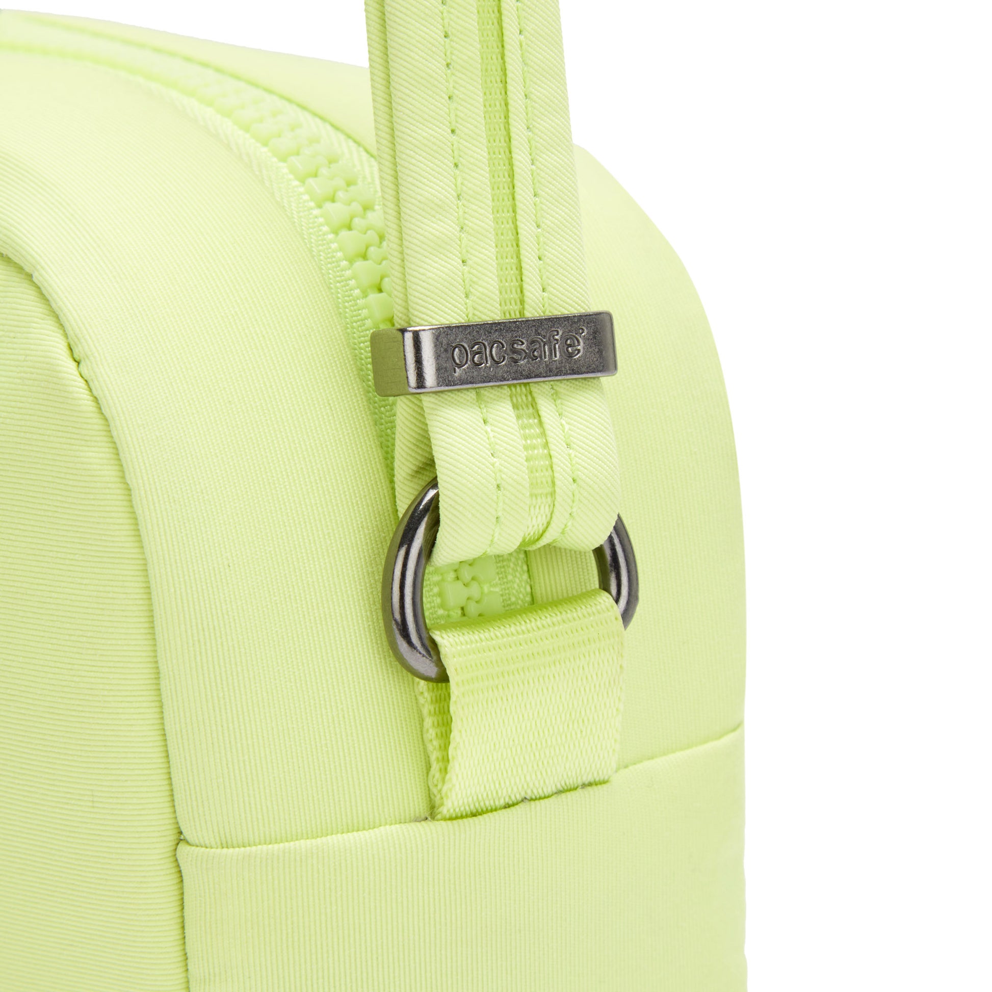Close up of matcha strap on Pacsafe® CX Anti-theft Square Crossbody