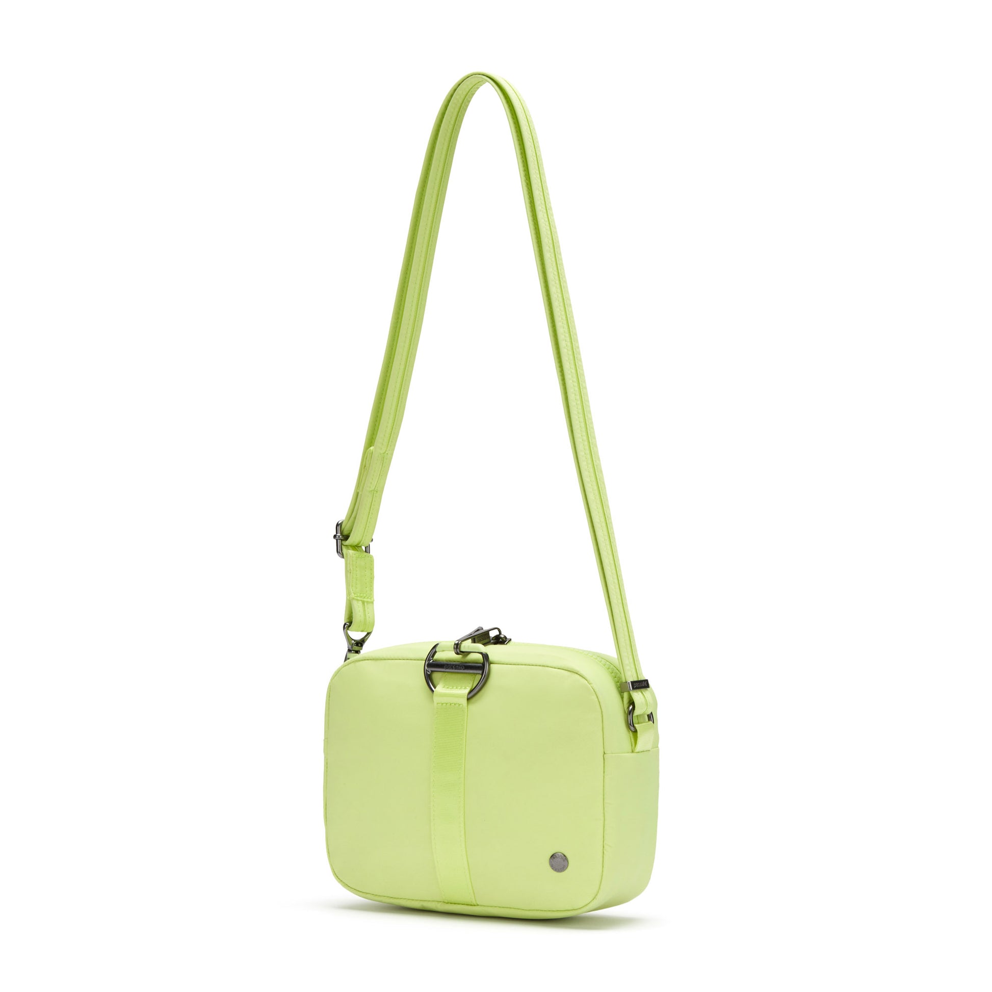 Pacsafe® CX Anti-theft Square Crossbody, matcha, front angled view with crossbody strap extended