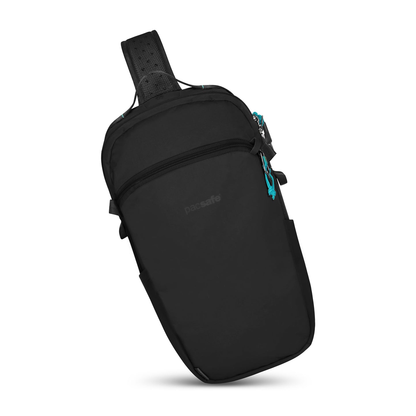 The Pacsafe® ECO 12L Anti-theft Sling Backpack offers a recycled build with zippers and an ambidextrous adjustable strap.