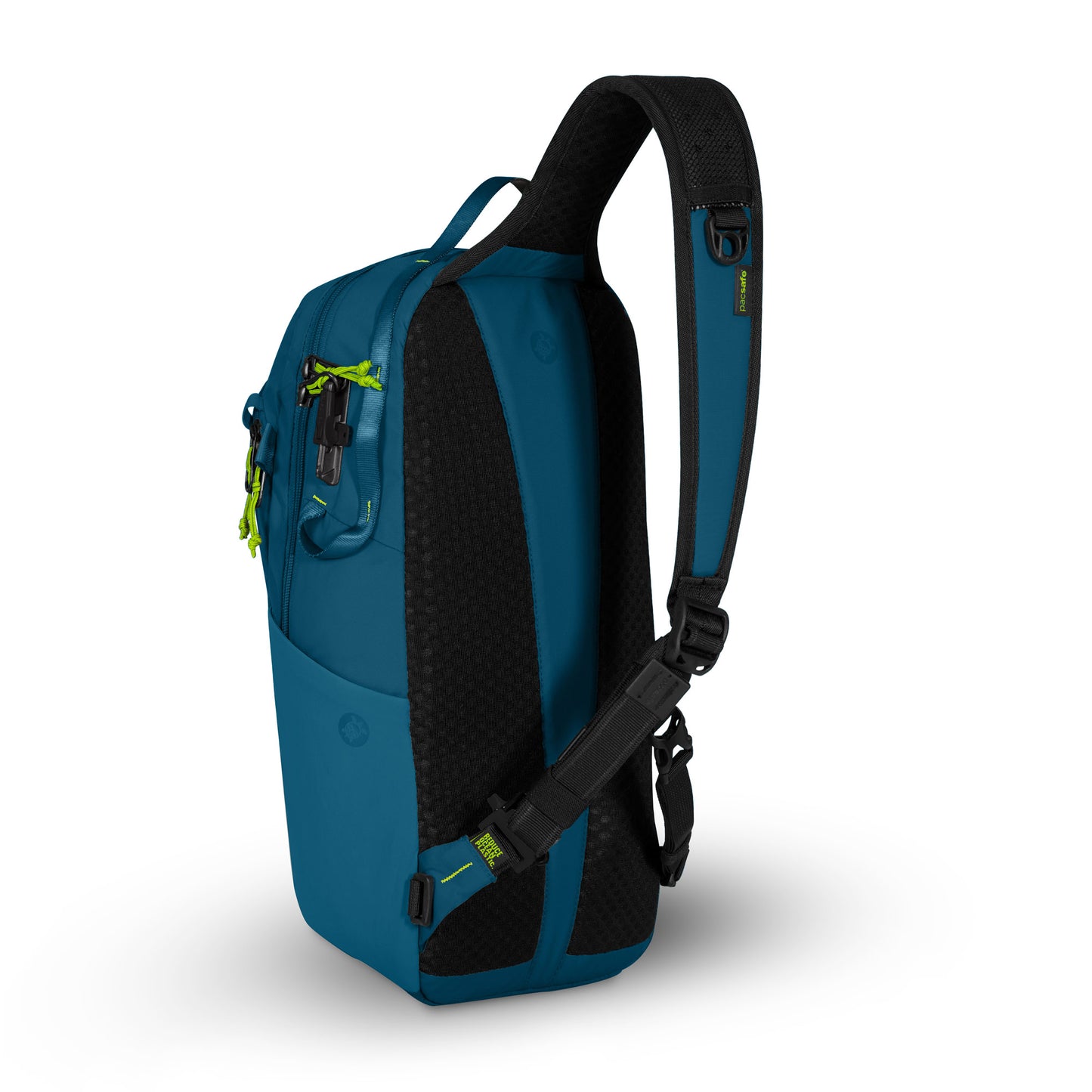 The Pacsafe® ECO 12L Anti-theft Sling Backpack includes an ambidextrous design with multiple compartments.