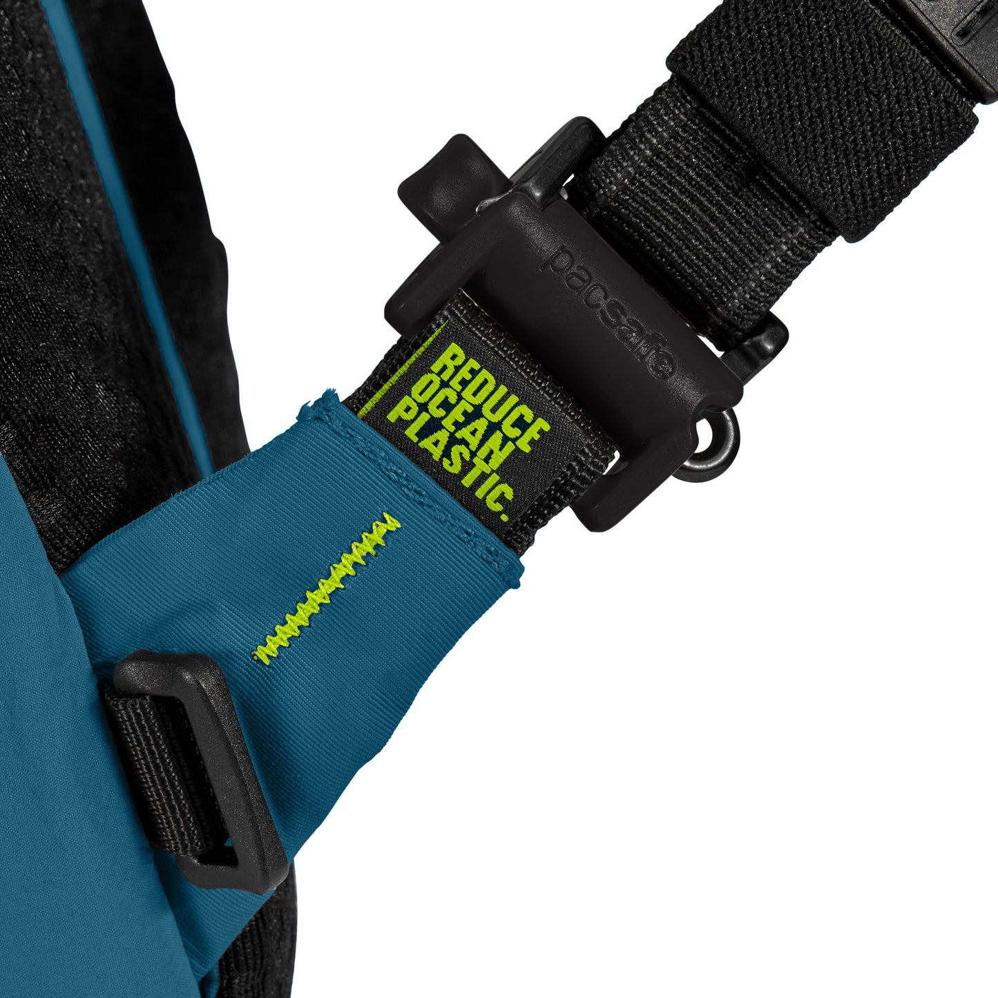 Pacsafe® ECO 12L Anti-theft Sling Backpack close up of strap
