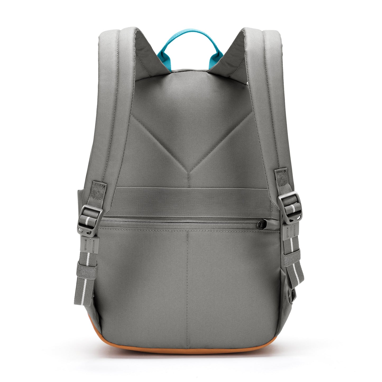Pacsafe® Go 15L Anti-theft Backpack, stone with tan bottom gusset, back view