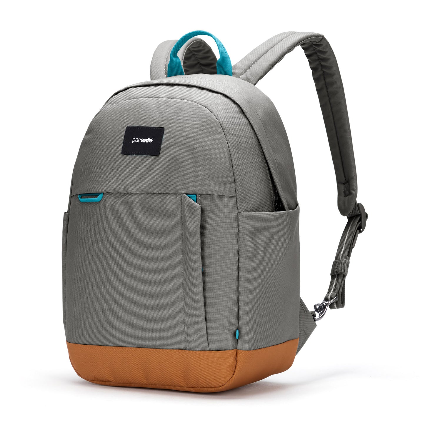 Pacsafe® Go 15L Anti-theft Backpack, stone with tan bottom gusset, front angled view