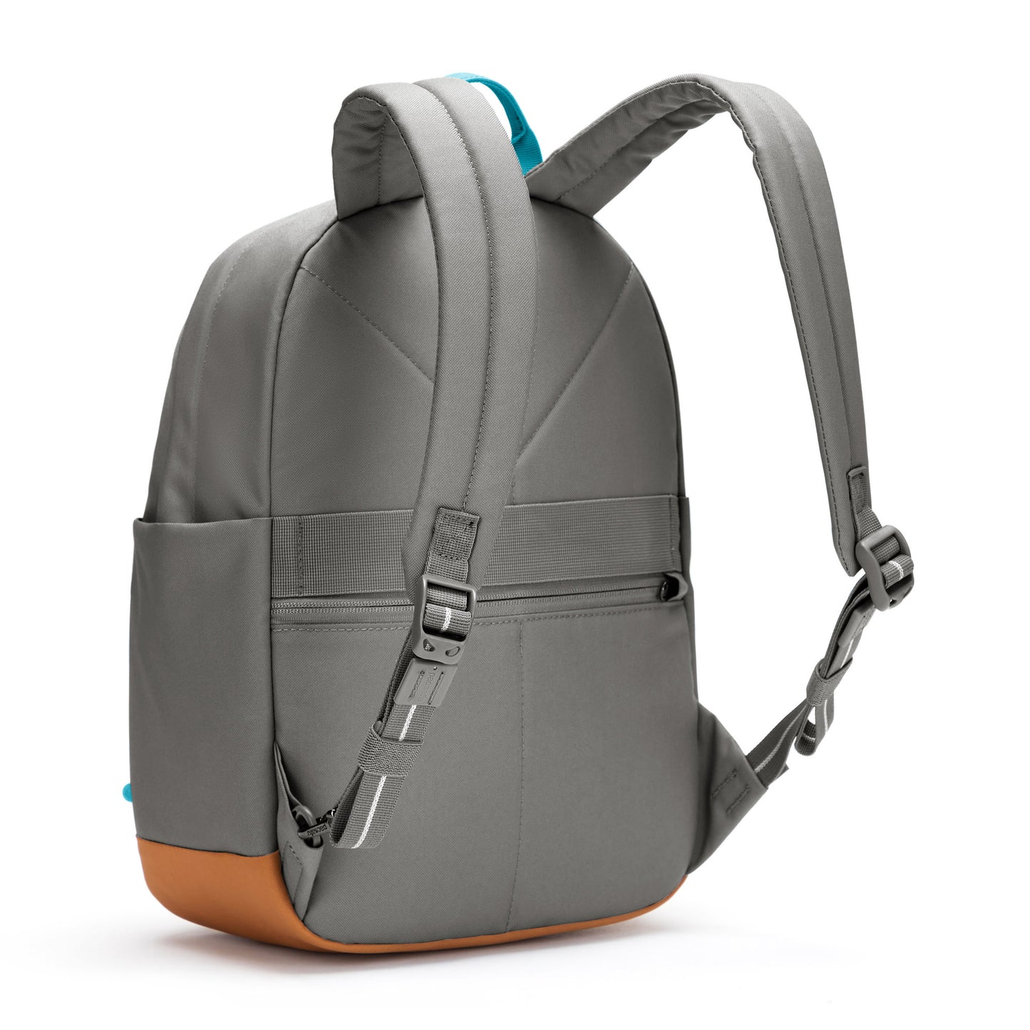 Pacsafe® Go 15L Anti-theft Backpack, stone with tan bottom gusset, back angled view