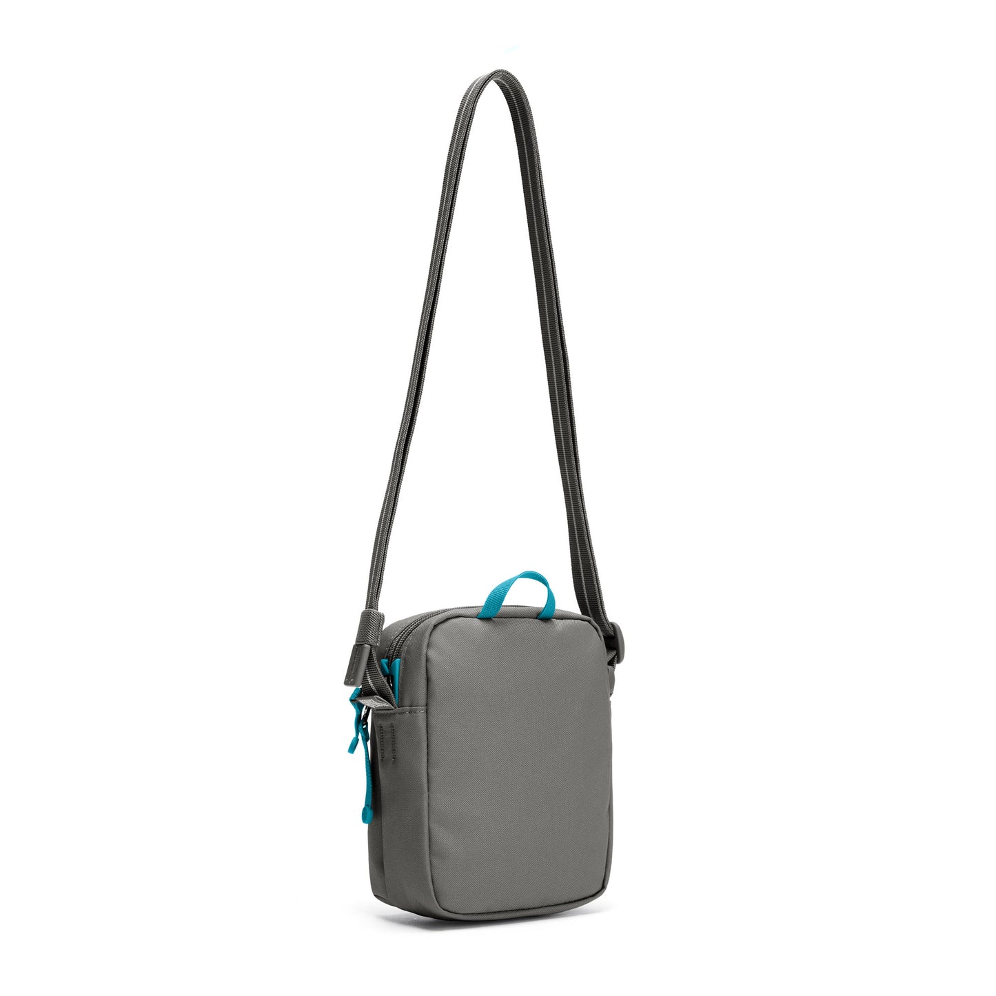 Pacsafe® GO Anti-Theft Micro Crossbody, stone, back angled view with crossbody strap extended
