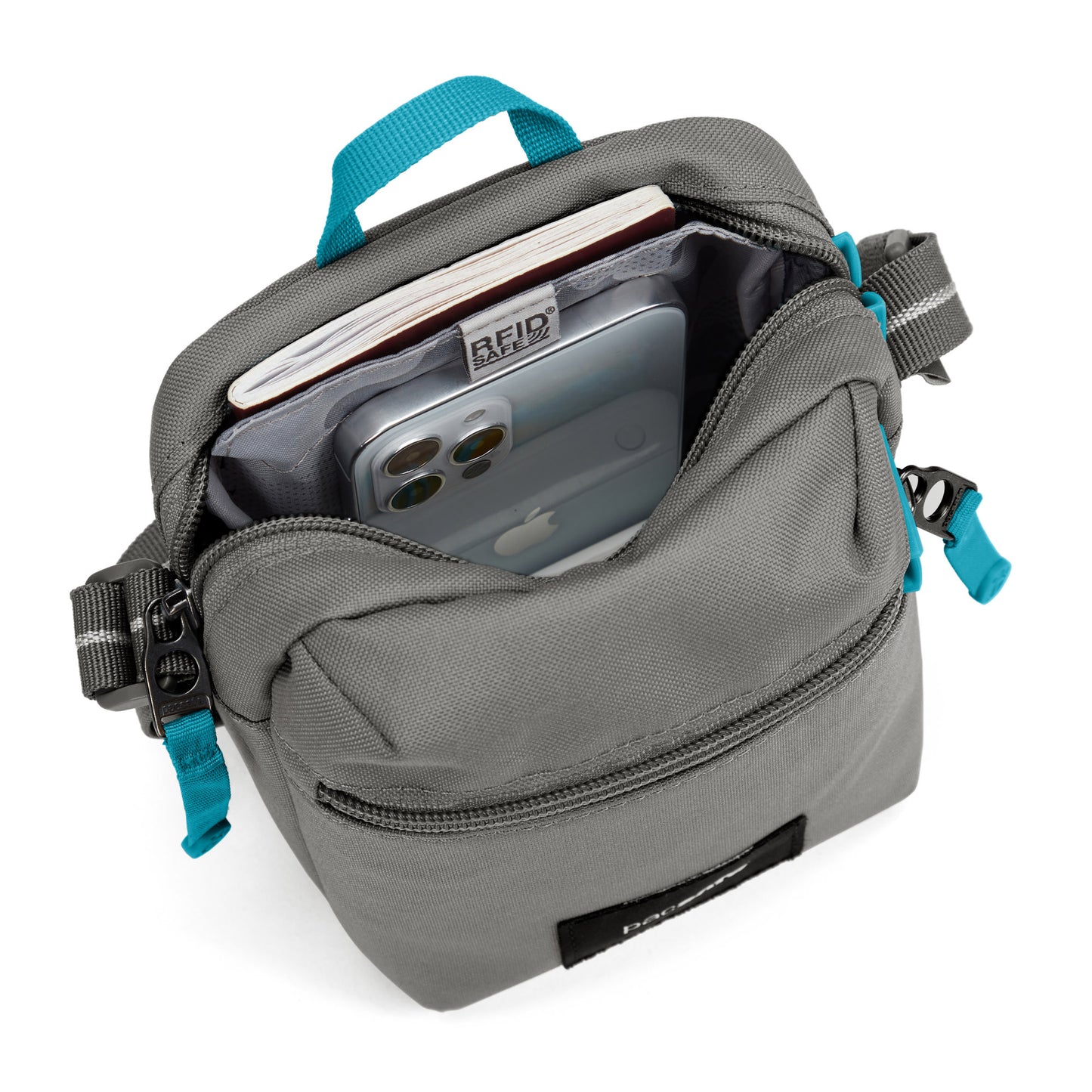Pacsafe® GO Anti-Theft Micro Crossbody, stone, open view