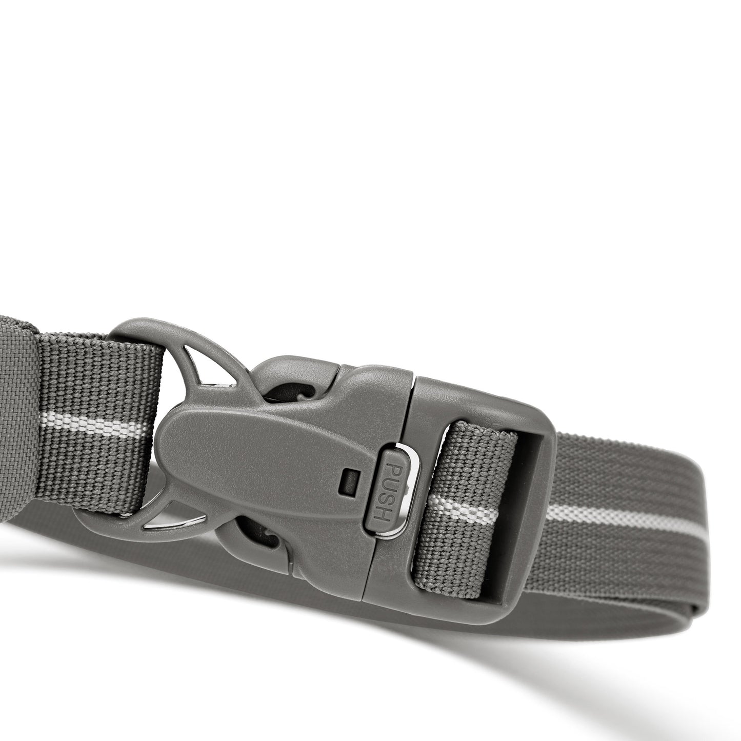 Close up of grey waist belt clip