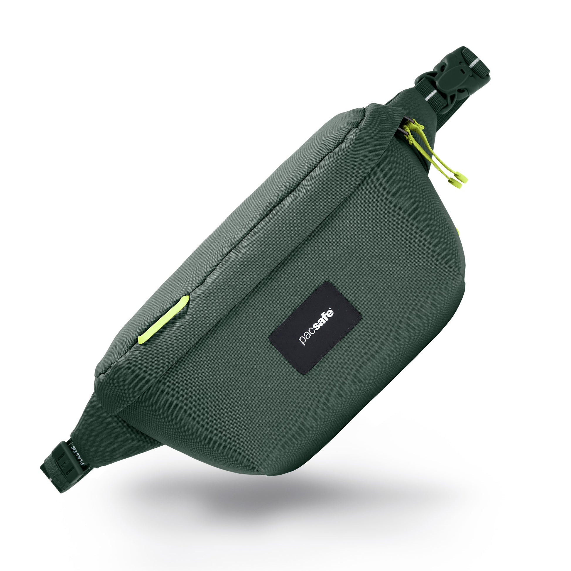 Pacsafe® GO Anti-Theft Sling Pack in spruce green colour front view.