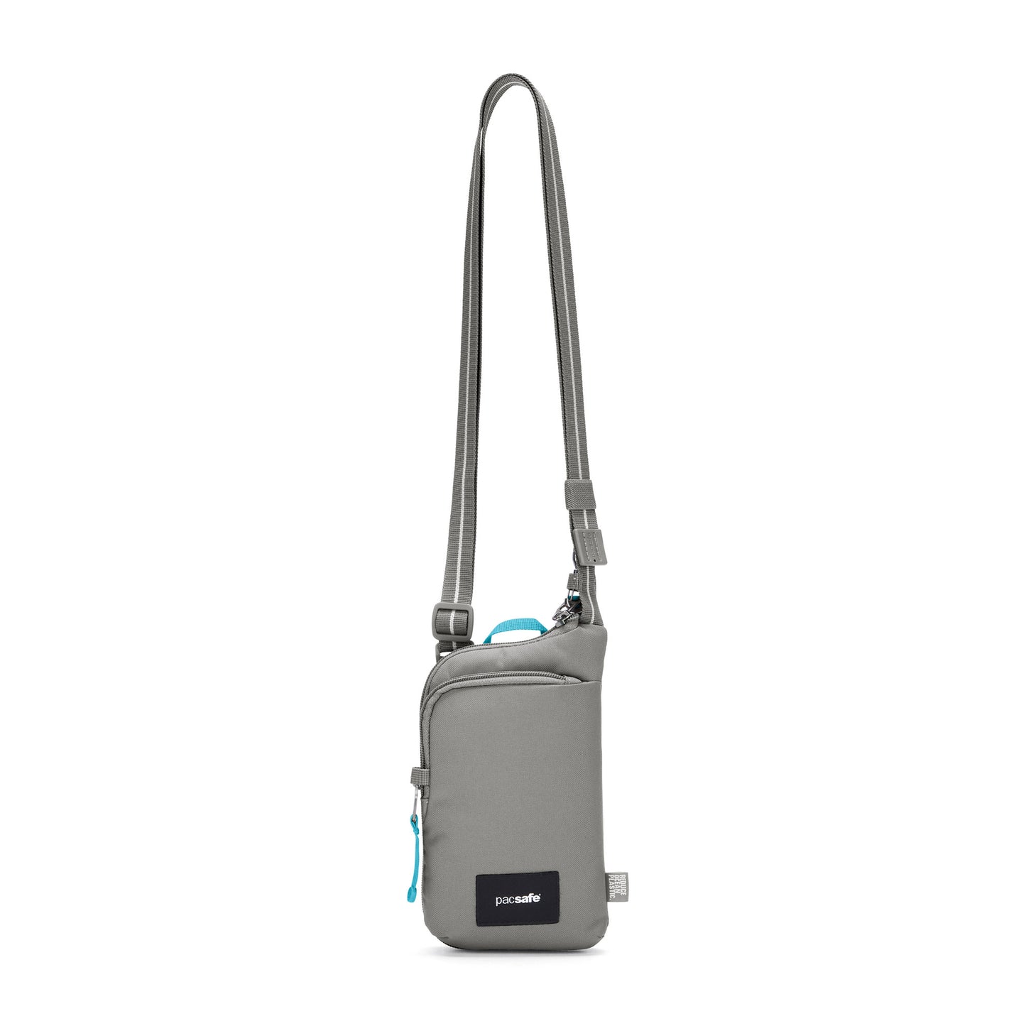 Pacsafe® GO Anti-Theft Tech Crossbody, stone, front view with crossbody strap extended