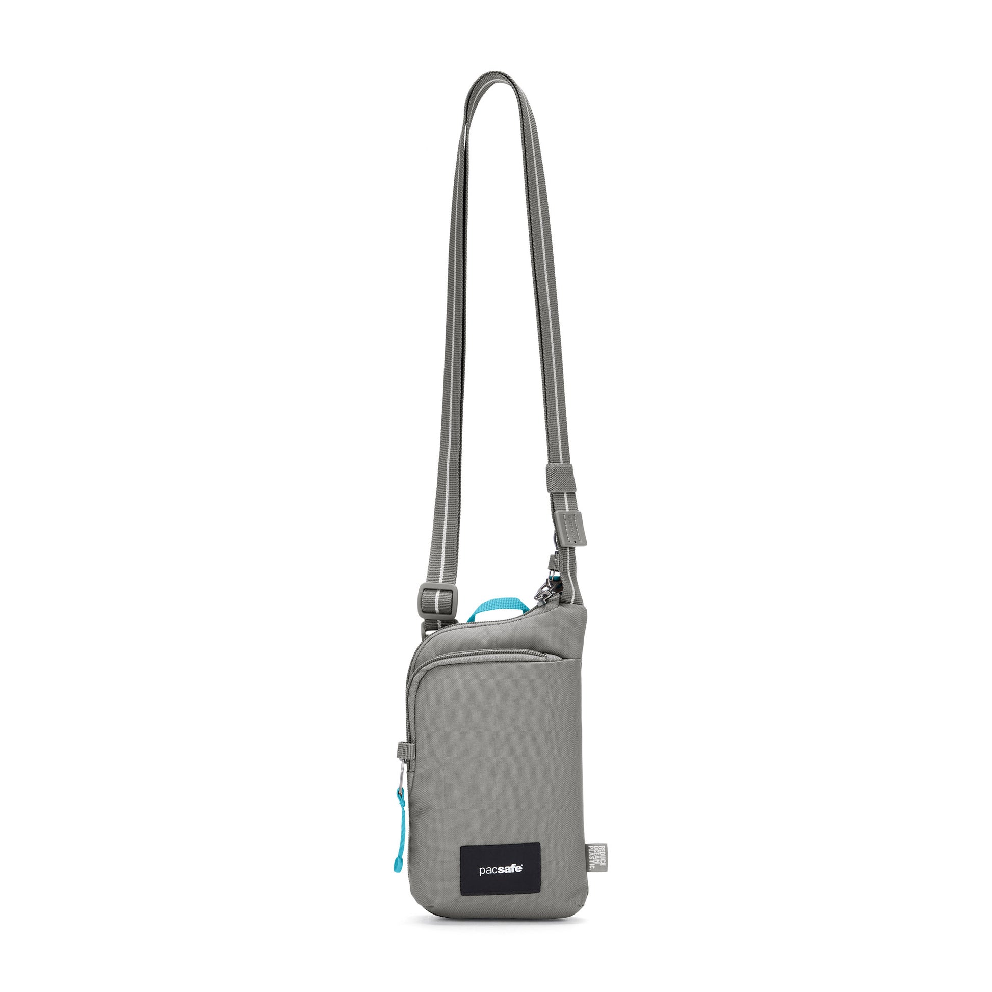Pacsafe® GO Anti-Theft Tech Crossbody, stone, front view with crossbody strap extended
