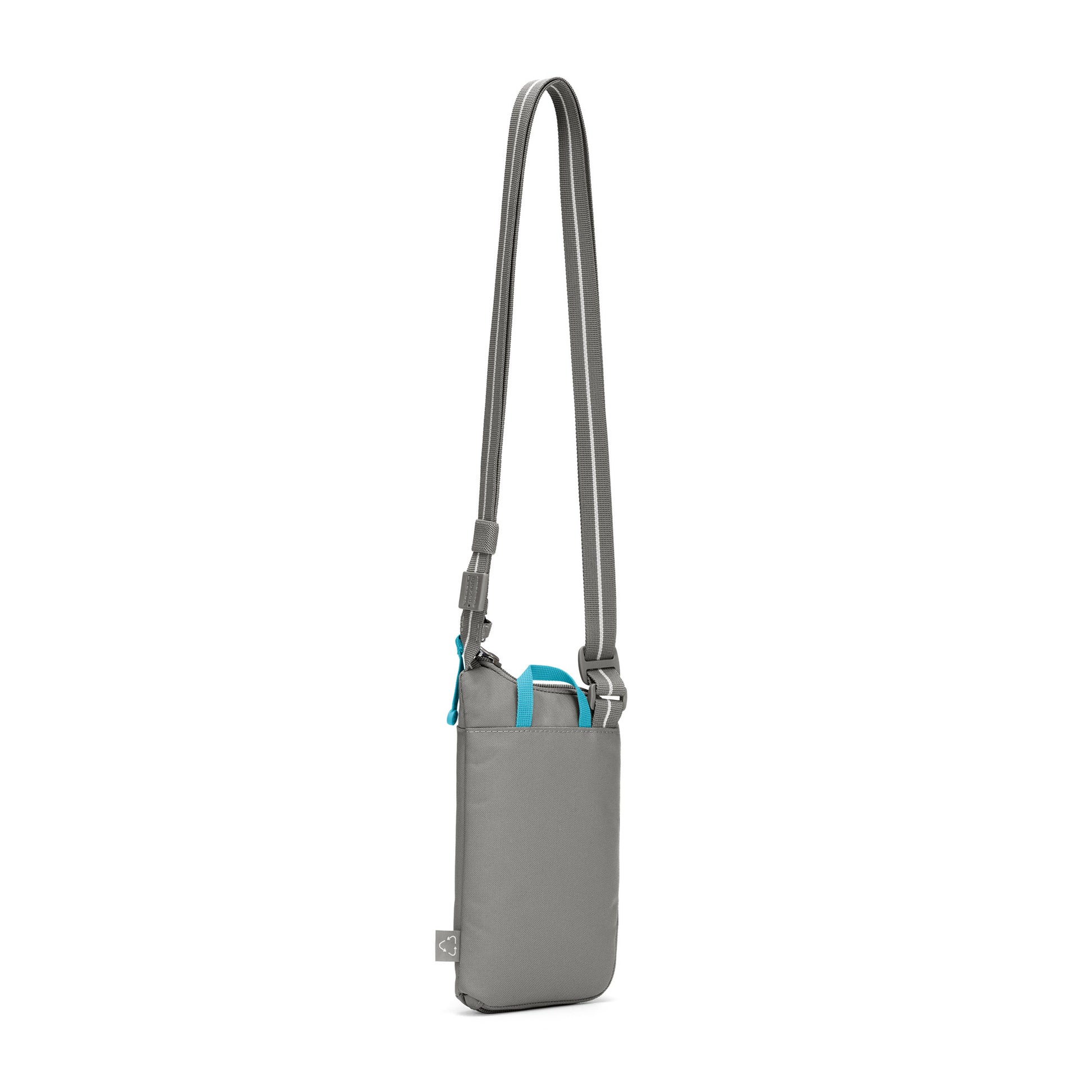 Pacsafe® GO Anti-Theft Tech Crossbody, stone, back angled view with crossbody strap extended
