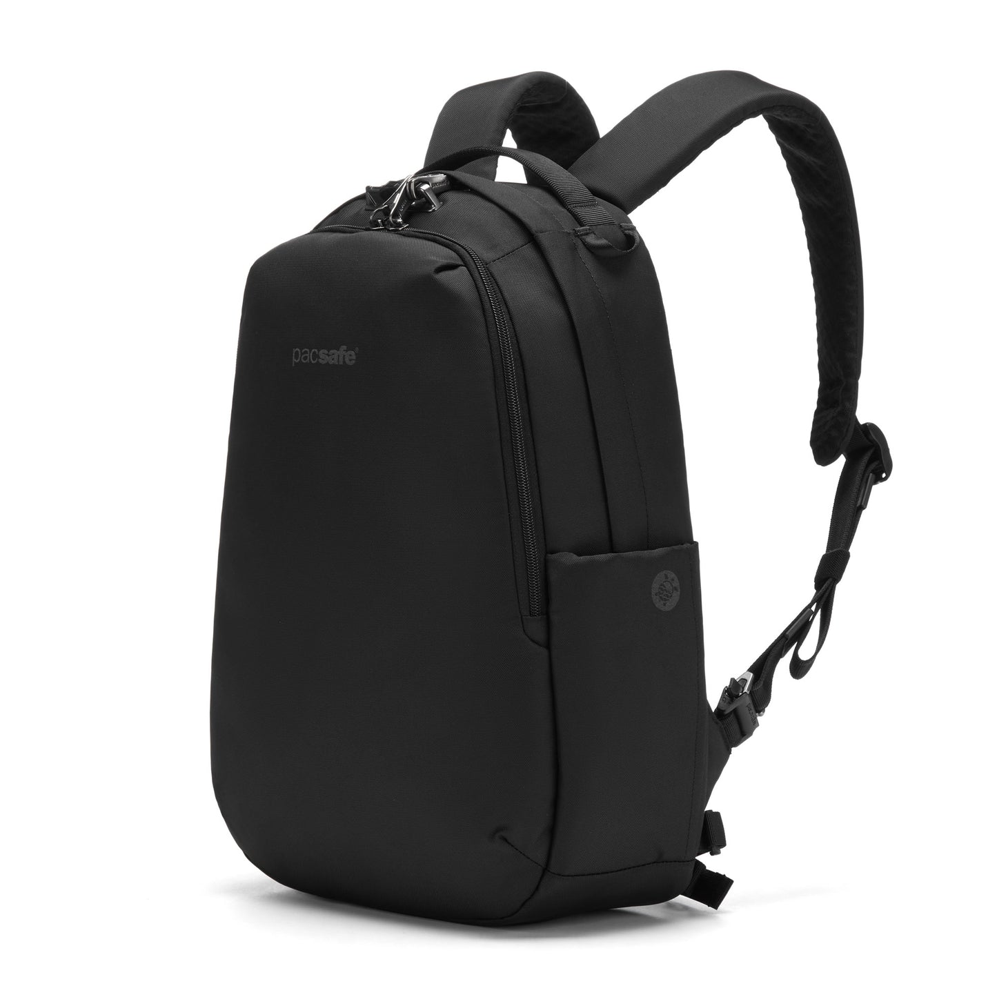The Pacsafe® V 16L Anti-theft All-Around Backpack has a sleek design, padded laptop sleeve, main zip and comfy straps.