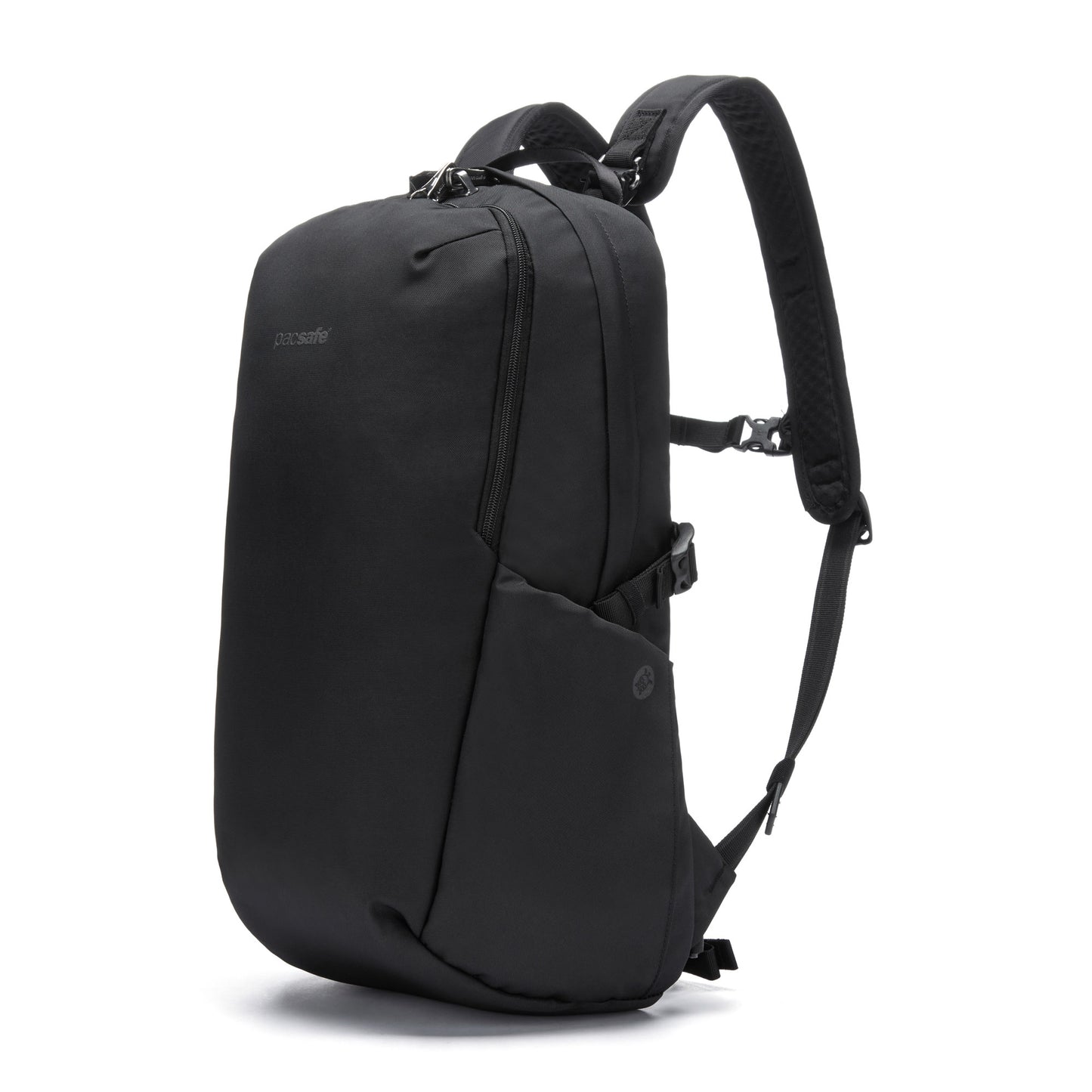 Pacsafe® V 24L Anti-theft Active Backpack by Pacsafe: recycled polyester, multiple compartments, padded straps, sleek design.