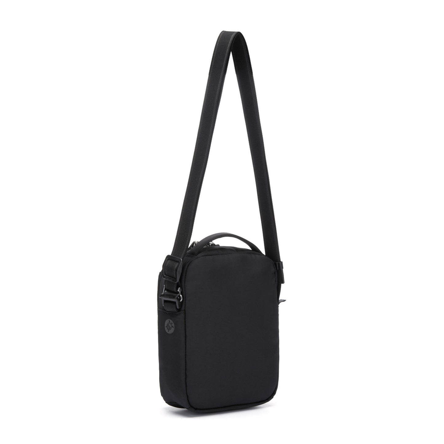 Pacsafe® V Anti-theft Companion Crossbody bag, rectangular shape with adjustable strap, made of recycled polyester.