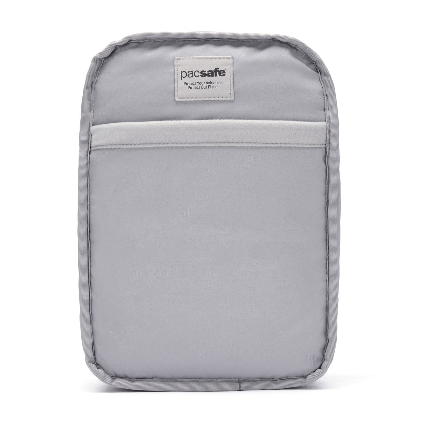 Inside view of the Pacsafe® V Anti-theft Tour Crossbody, grey with slip pocket.