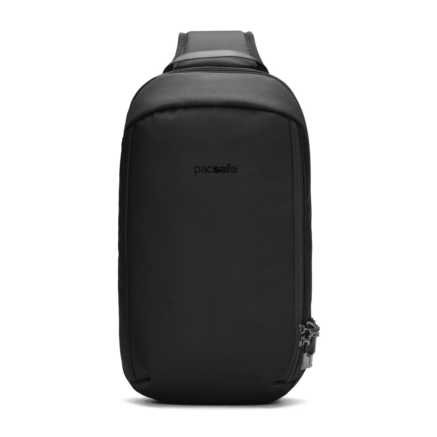 Pacsafe® V Tech Anti-theft Sling Pack, black, front view.