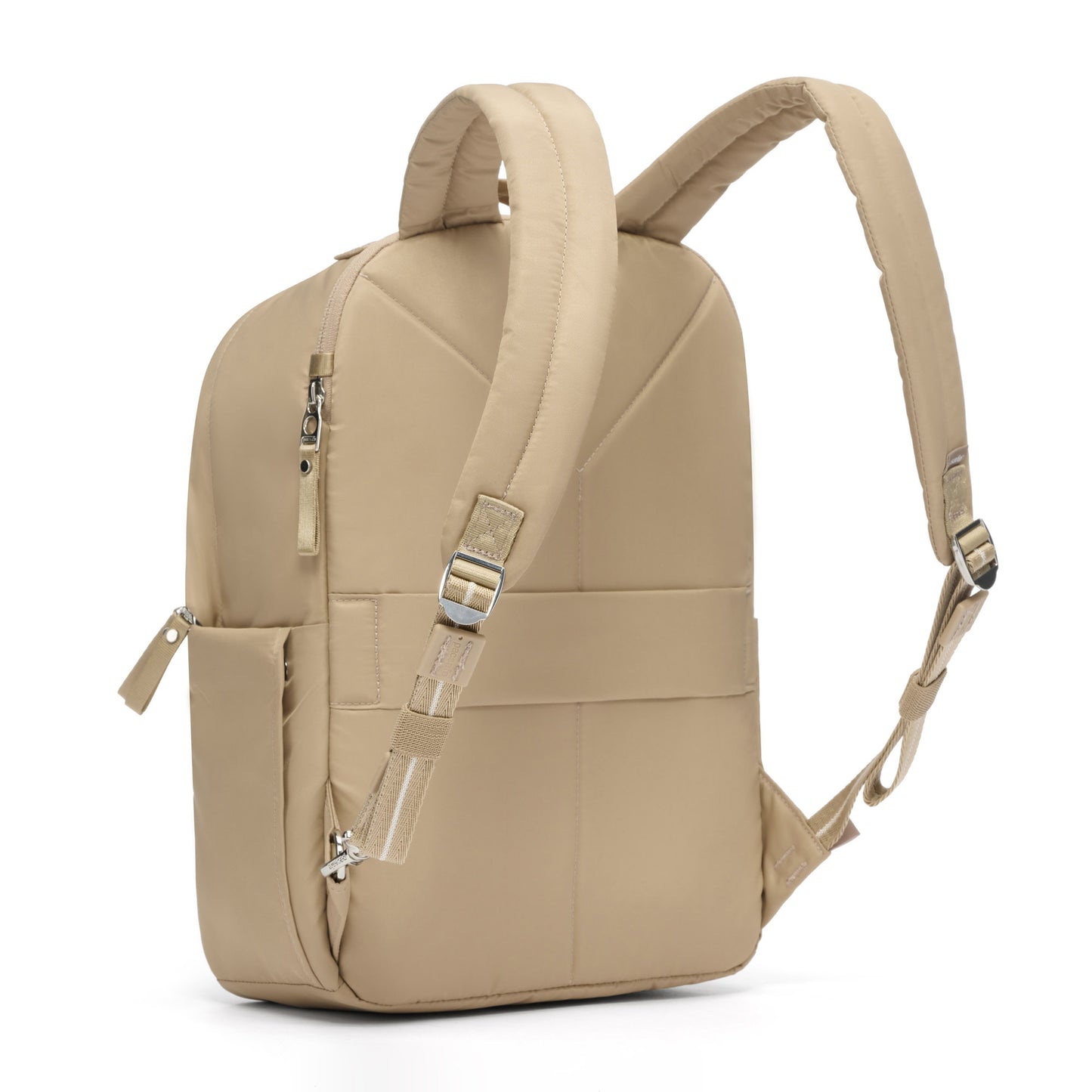 Pacsafe® W 10L Anti-theft Backpack, taupe, back angled view
