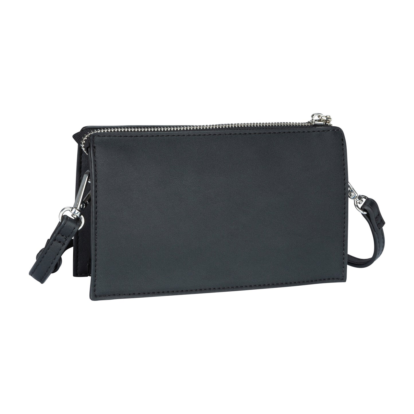 Roots Multi-Compartment Crossbody, black, back angled view