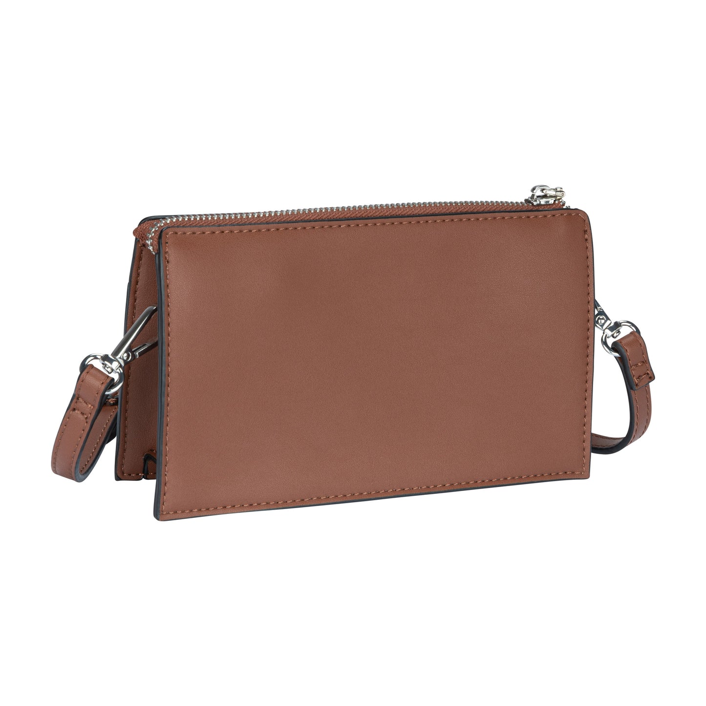 Roots Multi-Compartment Crossbody, cognac, back angled view