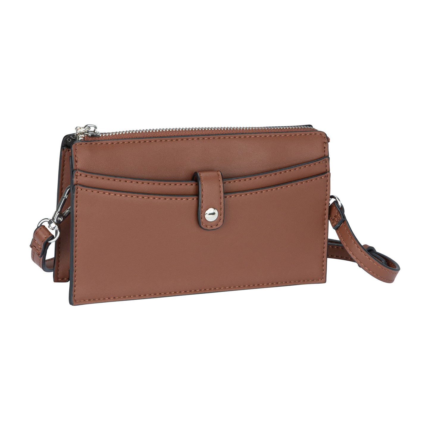 Roots Multi-Compartment Crossbody, cognac, front angled view