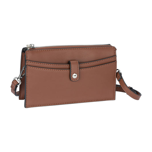 Product Image – Roots Multi-Compartment Crossbody, cognac, front angled view