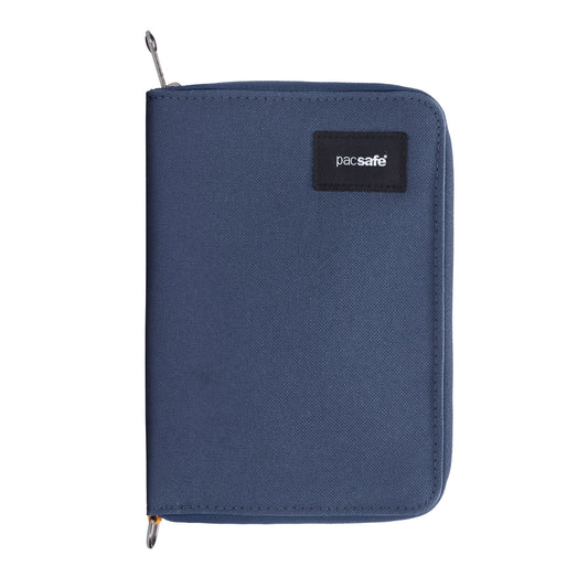 Product Image – Pacsafe® RFIDsafe™ RFID Blocking travel organizer, made from recycled polyester, with a zip and logo.