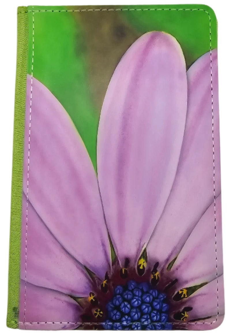 Passport wallet featuring pink daisy art of Ron Risley