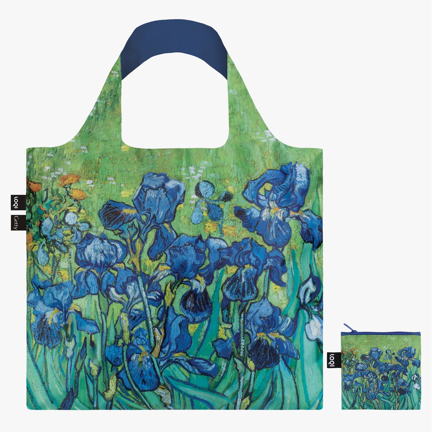 Loqi LOQI Reusable Tote, eco-friendly, features Van Gogh’s "Irises" and comes with a matching zip pouch.