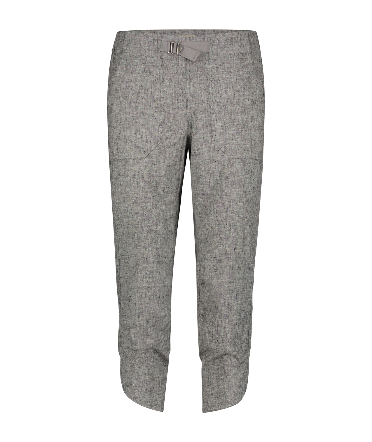 Royal Robbins Women's Hempline Capri - ONLINE ONLY, featuring side pockets and a front buckle, made from recycled polyester.