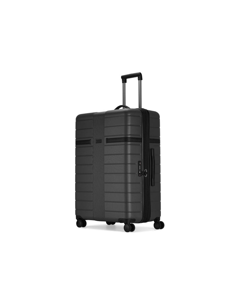 Bugatti Hamburg 28" Hardside Expandable Spinner in Charcoal, front and partial left side view.