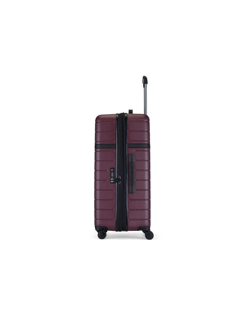 Bugatti Hamburg 28" Hardside Expandable Spinner in Red Lacquer colour, side view.
