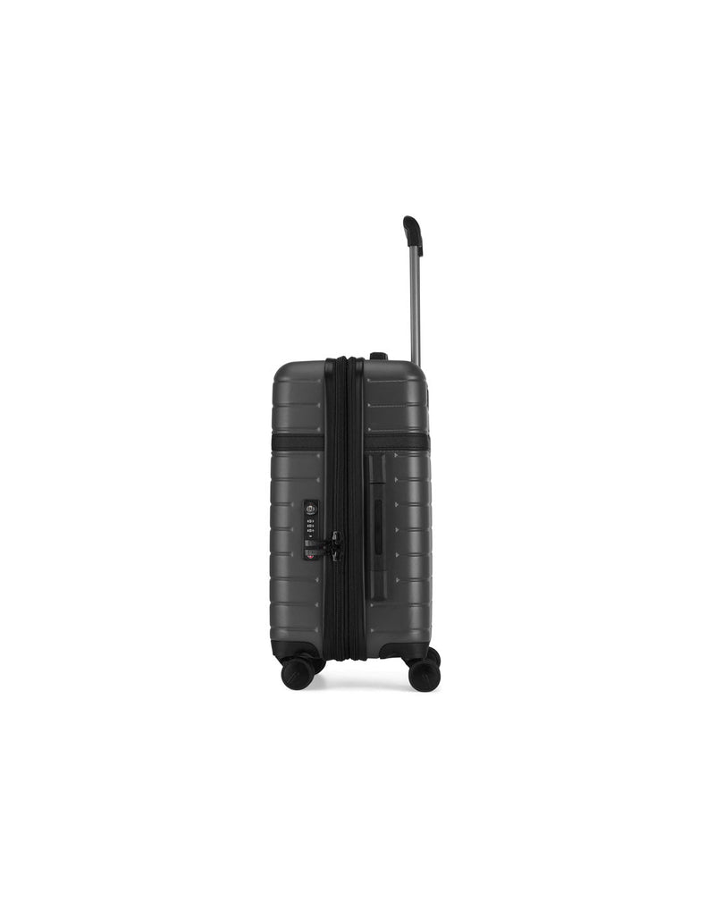 Bugatti Hamburg Hardside Carry-on Spinner in Charcoal., side view.