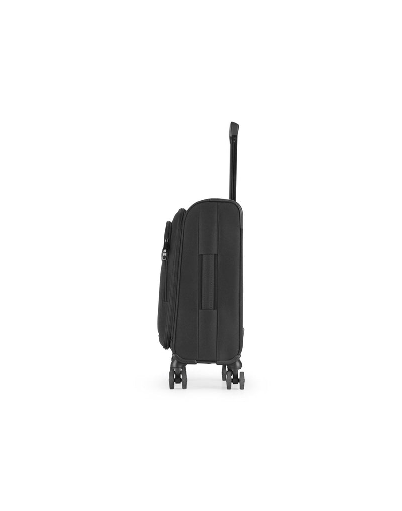 Bugatti Madison Ultimate Carry-on Spinner in black, side view.