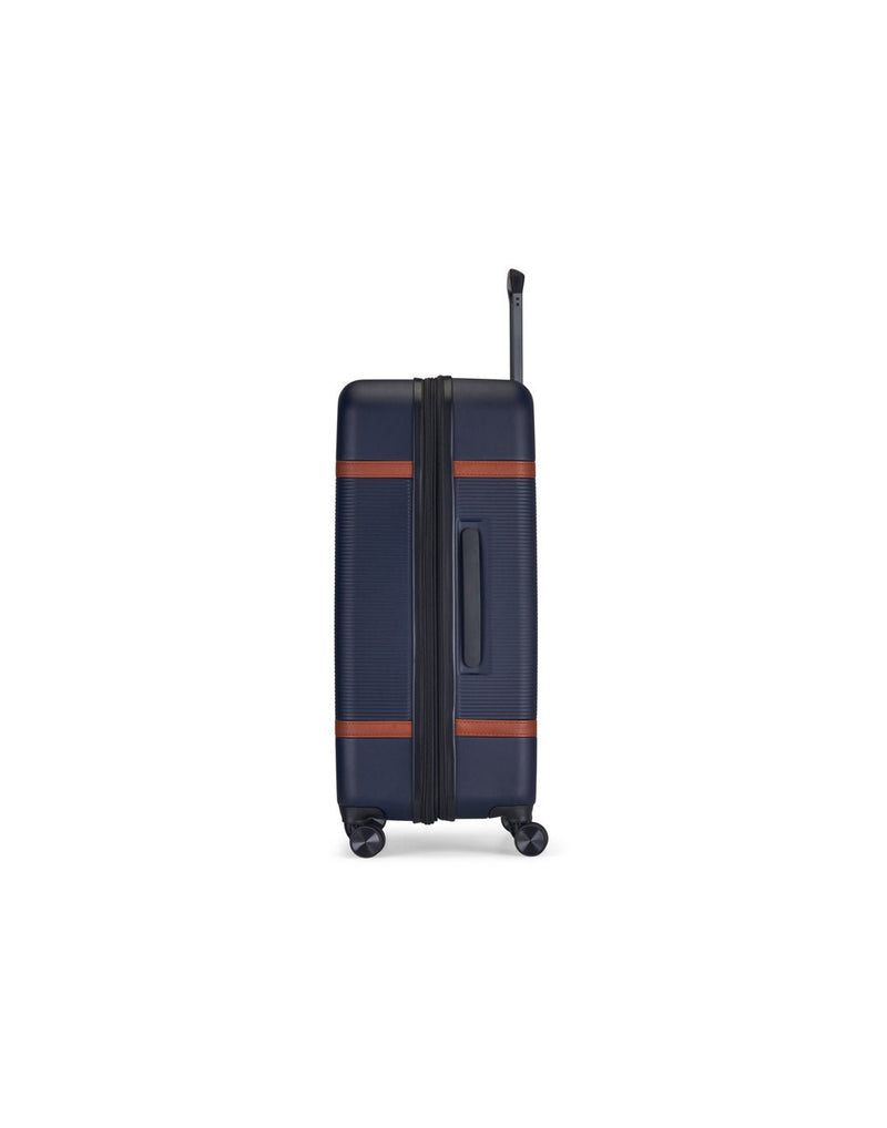 Bugatti Wellington Hardside 28" Expandable Spinner in Navy, side view.