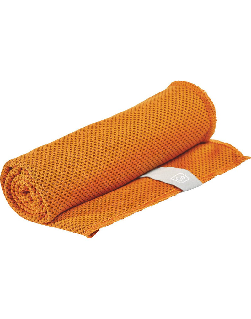Go Travel Amazing Cool Down Towel, orange, rolled up