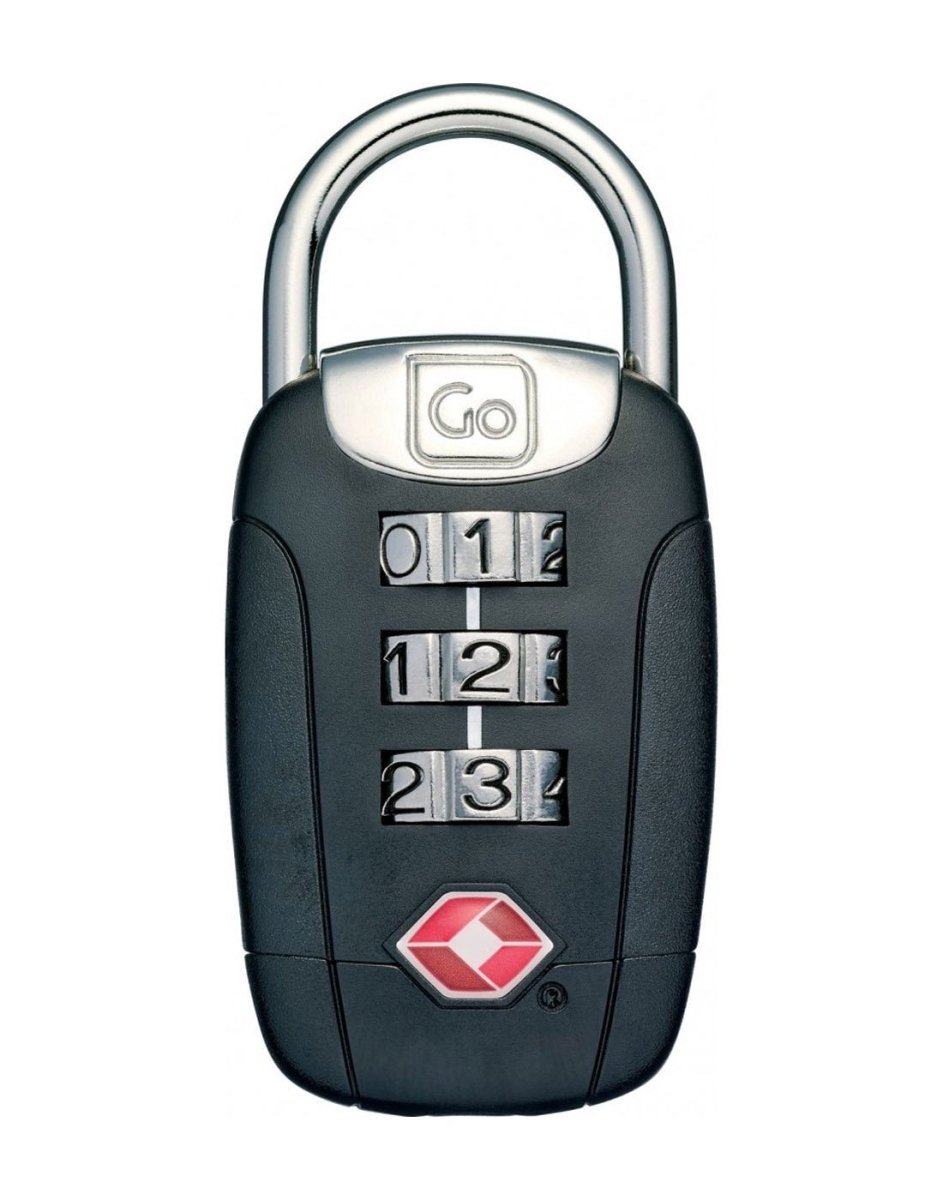 Go travel big dial twist "N" set combination lock, black, front view