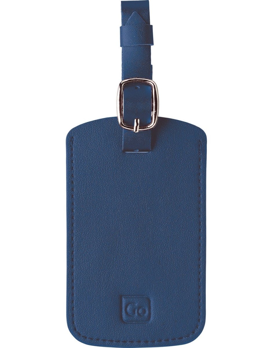 Go Travel Classic Luggage Tags - 2 pack in blue, front view.