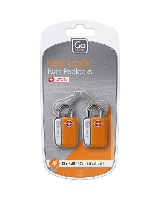 Product Image – Go Travel Key Lock Twin TSA Padlocks, orange, package view.