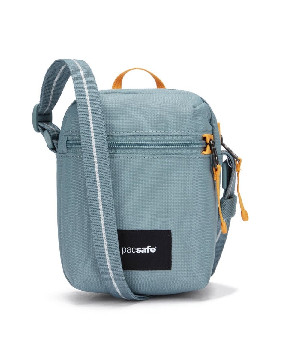 Pacsafe® GO Anti-Theft Micro Crossbody in mint green colour, front view.