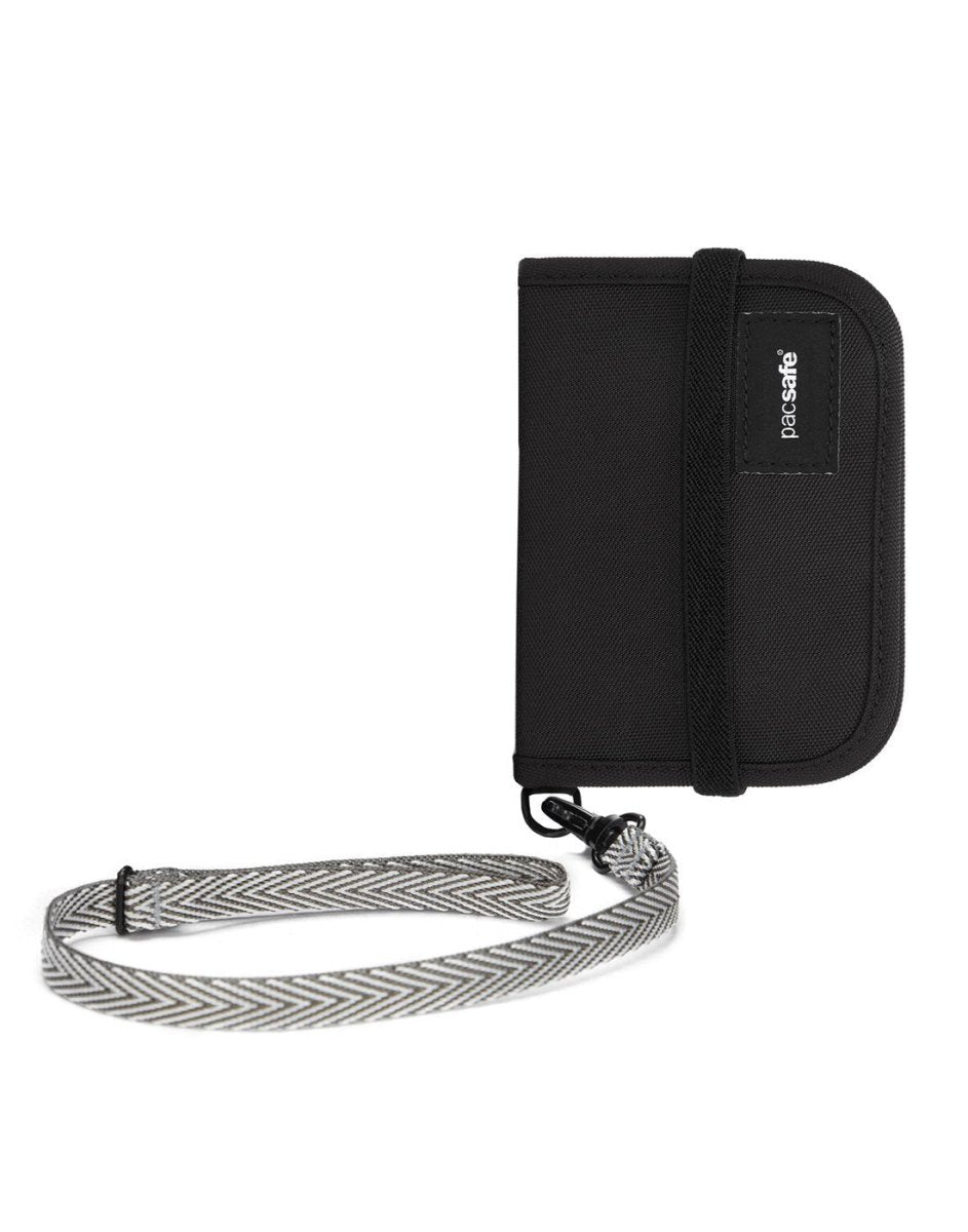 Pacsafe RFIDsafe V50 RFID Blocking Compact Wallet, black, front view