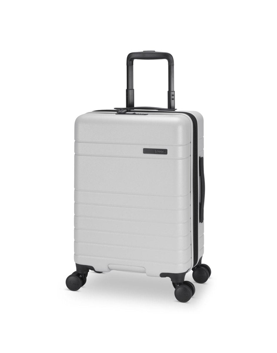 Roots Travel 19" Hardside Spinner Carry-on in antarctica, front angle view.,
