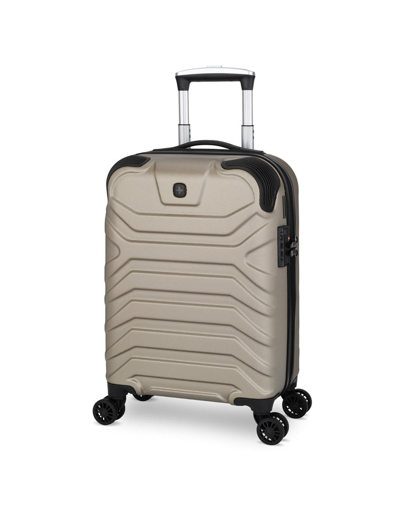 Swiss Gear Fortress 19" Hardside Carry-on Spinner in sand colour, front angled view