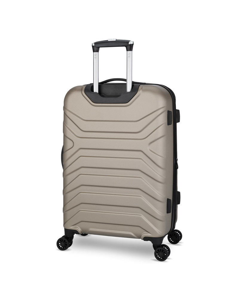 Swiss Gear Fortress 24" Hardside Expandable Spinner in sand colour, back angled view