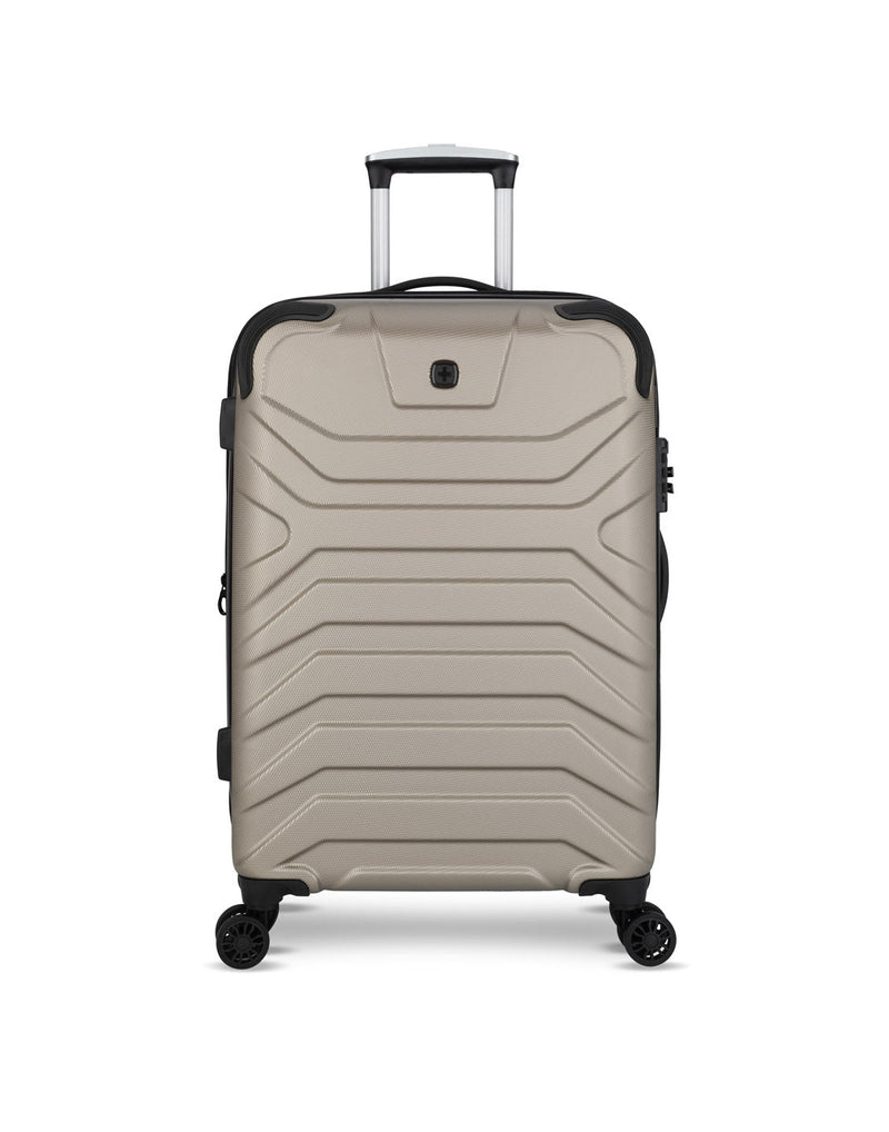 Swiss Gear Fortress 24" Hardside Expandable Spinner in sand colour, front view