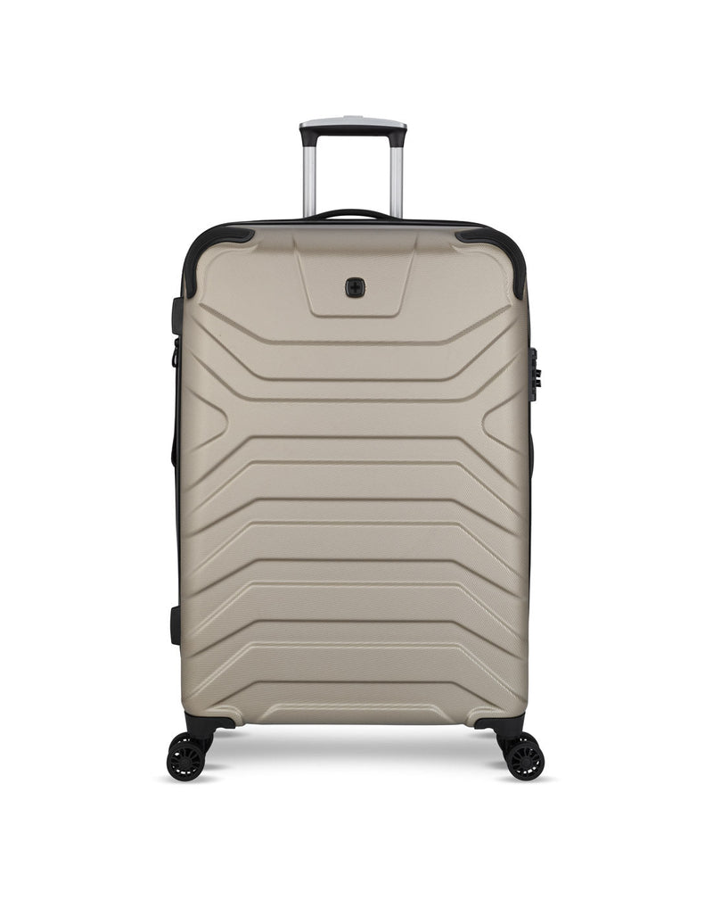 Swiss Gear Fortress 28" Hardside Expandable Spinner in sand colour, front view